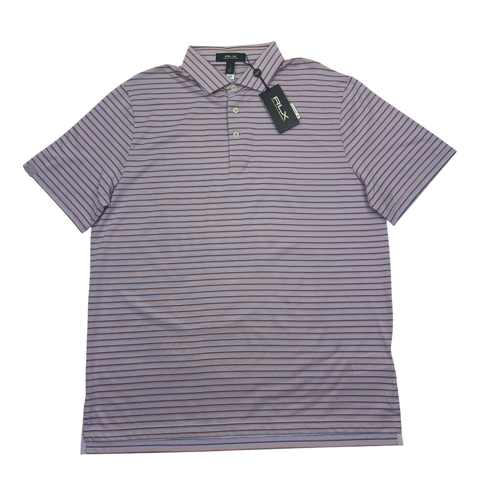 RLX Ralph Lauren Polo Shirt Mens L Purple Stripe Golf Concept 1 Stretch Jersey